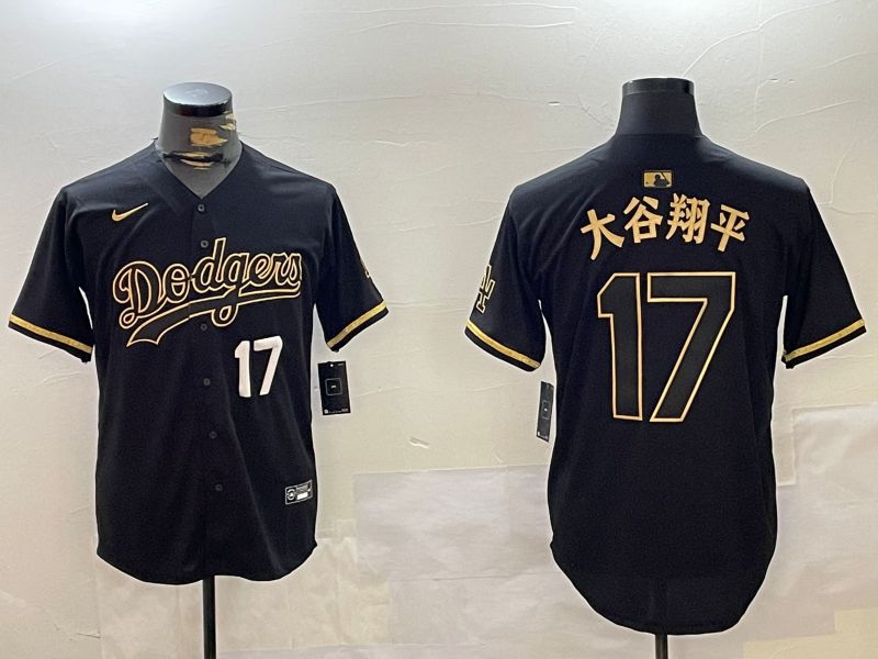 Men Los Angeles Dodgers 17 Ohtani Black Game 2024 Nike MLB Jersey style 10296